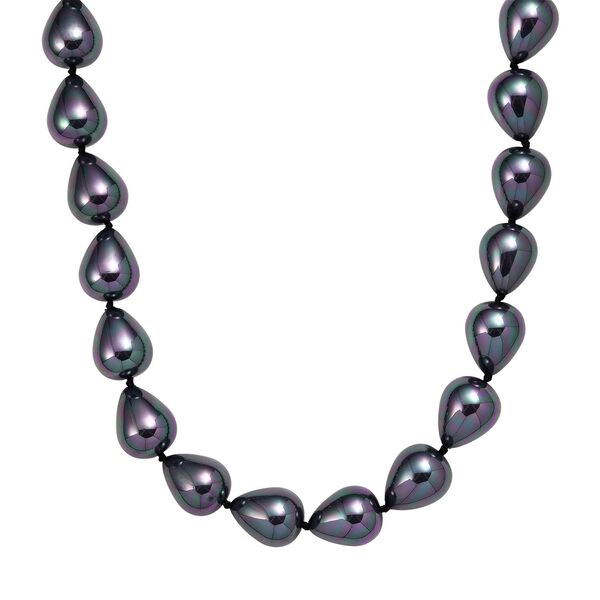 Pfaufarbene Tropfen Muschelkernperle 50cm Halskette