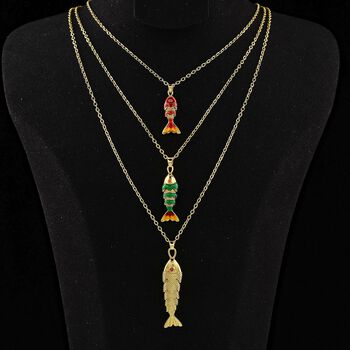 Orange Zirkonia Schmuckset ca. 50 cm + 5 cm Extender, Nickelfreies Messing emailliert