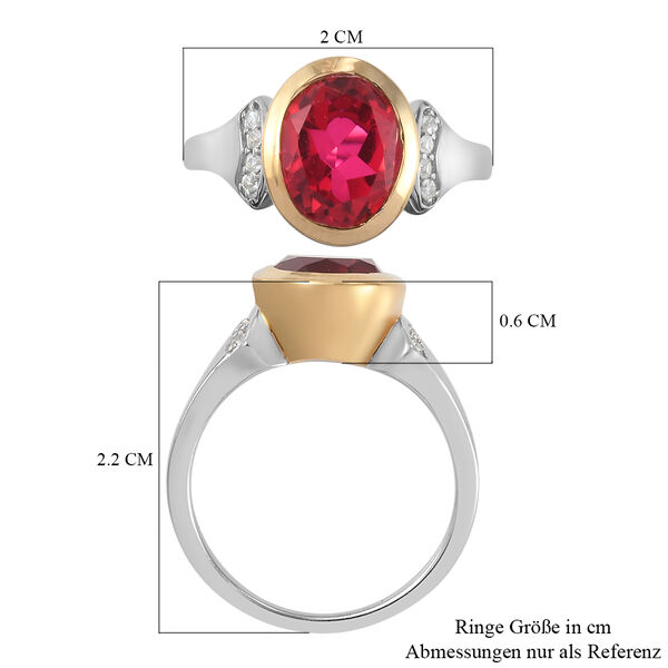 Rubelit-Triplett-Quarz und Zirkon Ring 925 Silber Bicolor image number 7