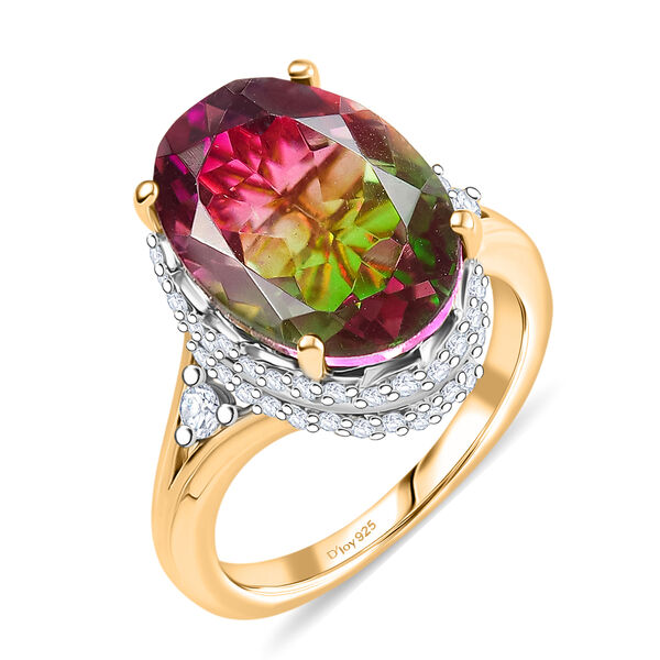 D'Joy Wassermelonen Triplett Quarz und Zirkon zweifarbiger Ring - 6,84 ct. image number 4