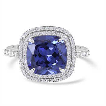 Blauer und wei&szlig;er Zirkonia-Ring - 9,62 ct.