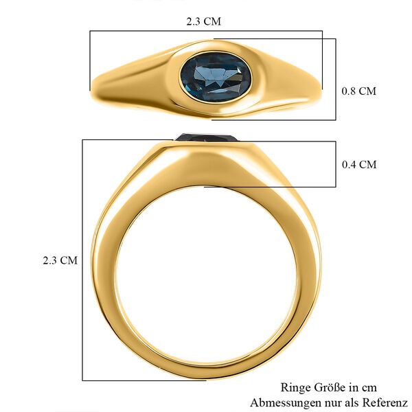 London Blautopas Ring, 925 Silber vergoldet, ca. 0.91 ct image number 7