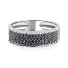 Schwarzer Spinell Ringe 925 Silber Zweifarbige Beschichtung (Größe 16.00) ca. 0.53 ct