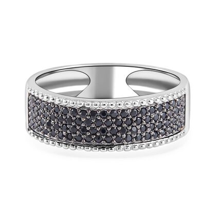 Schwarzer Spinell Ringe 925 Silber Zweifarbige Beschichtung (Gr&ouml;&szlig;e 16.00) ca. 0.53 ct