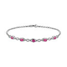 Afrikanisches Rubin Armband, (Fissure gefüllt), ca. 20 cm, 925 Silber platiniert ca. 1,38 ct