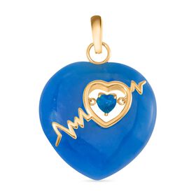 Blaue Jade, Miami Blau Welo Opal Anhänger 925 Silber Gelbgold Vermeil ca. 36,00 ct