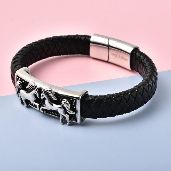 Leder Armband ca. 21.5 cm Edelstahl image number 2