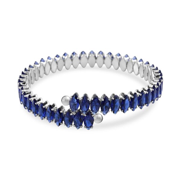 Blau Kristall Armreif ca. Flexibles cm Nickelfreies Messing 10.00 ct