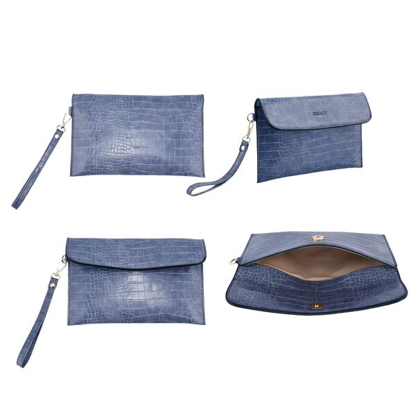 Passage - 4er-Set Handtaschen mit Krokodilpr&auml;gung; enth&auml;lt Schultertasche, Cross Body Bag, Clutch Bag und Portemonnaie, Taubengrau image number 7