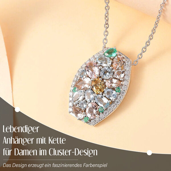 Multi-Edelstein Anhänger mit 50cm Kette - 4,34 ct. image number 2