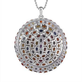 Mehrfarbiger Saphir Anh&auml;nger mit Kette, ca. 18,15 ct.