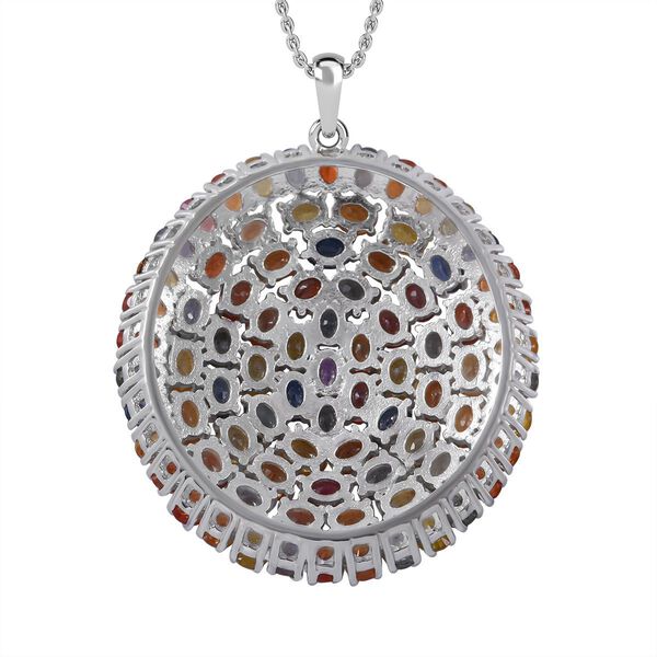 Mehrfarbiger Saphir Anh&auml;nger mit Kette, ca. 18,15 ct. image number 3