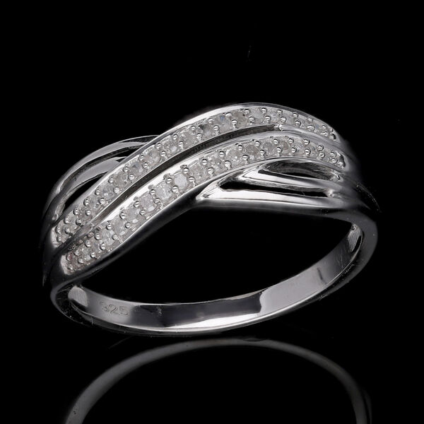 Weißer Diamant Ring, 925 Silber platiniert (Größe 18.00) ca. 0.20 ct image number 1