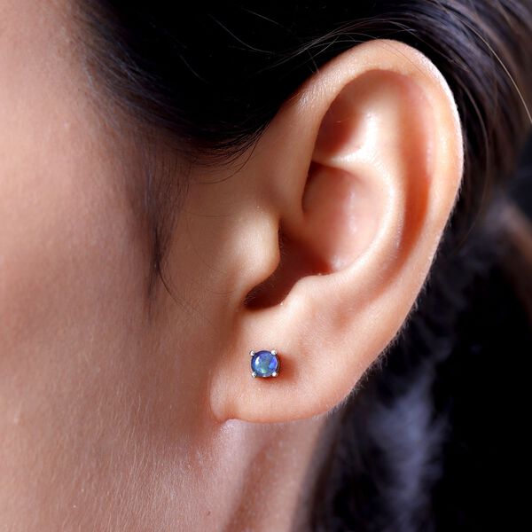 Boulder Opal Triplett Solit&auml;r-Ohrstecker in Silber image number 3