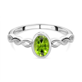 Peridot Ring 925 Silber (Größe 17.00) ca. 0,85 ct
