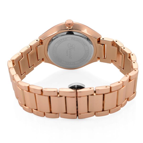 GENOA - Wei&szlig;er Diamant Uhr mit Japanisches Uhrwerk, 3 ATM Wasserdicht, 316L Edelstahl, Rose image number 6