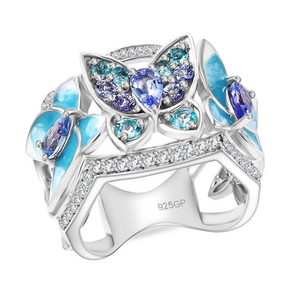 GP Trionfo Kollektion - Tansanit, Blauer Apatit Ring 925 Silber rhodiniert (Gr&ouml;&szlig;e 18.00) ca. 1.61 ct image number 5