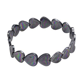 Flexibles pfaufarbenes Herz Muschelkernperle Armband