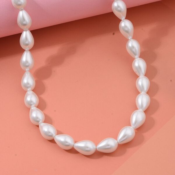 Wei&szlig;e  Muschelkernperle Halskette ca. 45 cm, 925 Silber image number 1