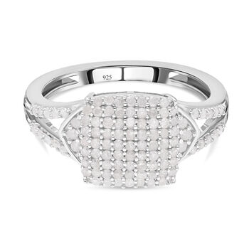 Wei&szlig;er Diamant Ring, 925 Silber platiniert (Gr&ouml;&szlig;e 20.00) ca. 0.50 ct