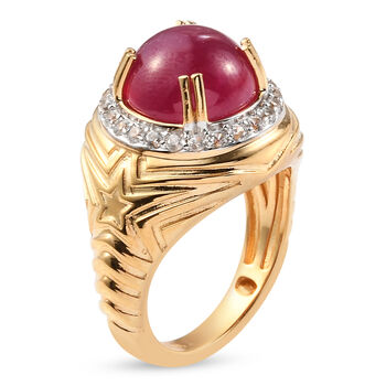 Afrikanischer Rubin und Zirkon-Ring - 6,86 ct.