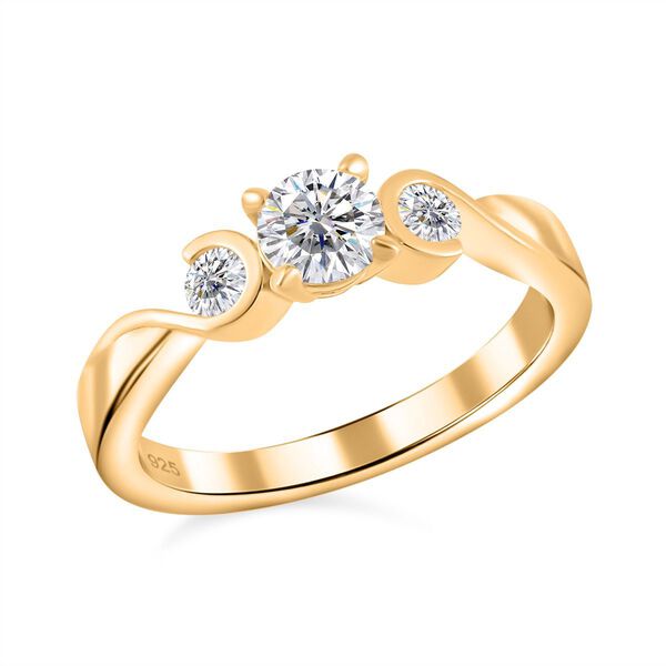 Moissanit Ring, 925 Silber Gelbgold Vermeil - 0,72 ct.