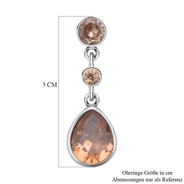 Champagner Zirkonia Ohrringe, Edelstahl ca. 12.40 ct image number 4