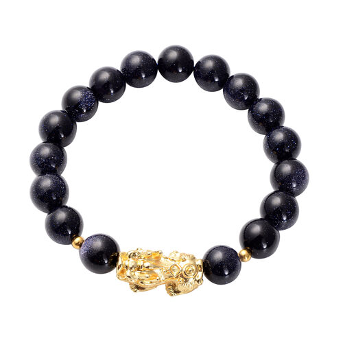 Feng Shui blaues Sandstein-Armband, 19 cm, goldfarben ca. 215.50 ct image number 0