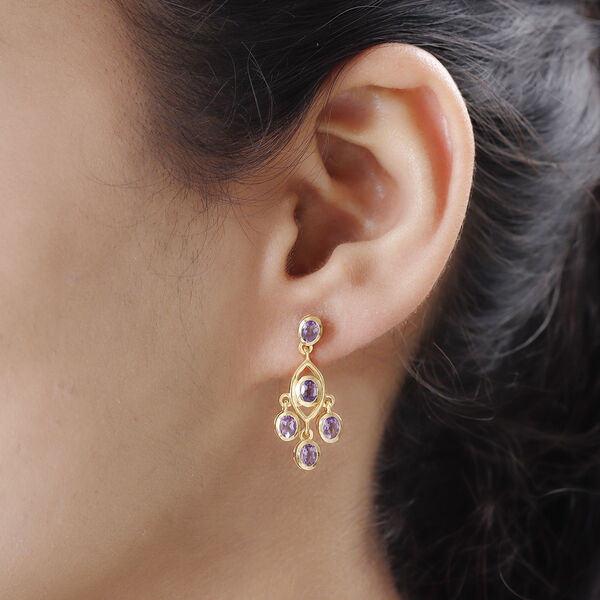 Natürliche, marokkanische Amethyst-Ohrringe, 925 Silber vergoldet ca. 1,52 ct image number 3