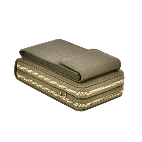 Crossbody-Handytasche mit RFID-Schutz und gemustertem Trageriemen, 19x6x11 cm, Grün image number 7