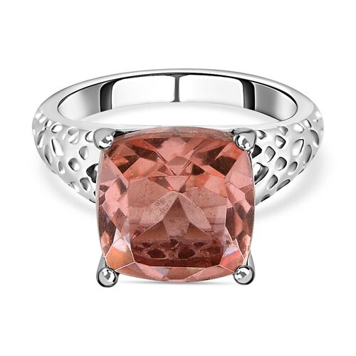 Rosa Morganit Quarz Triplette Ring, Edelstahl (Größe 16.00) ca. 5.27 ct image number 0