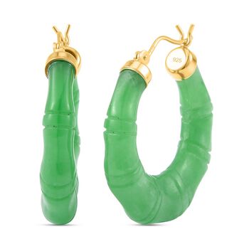 Gr&uuml;ne Jade Ohrringe 925 Silber vergoldet ca. 54.60 ct