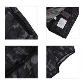 Beheizbare Weste mit 4 Heizzonen, inkl 5000Mah Solar Powerbank, Camouflage