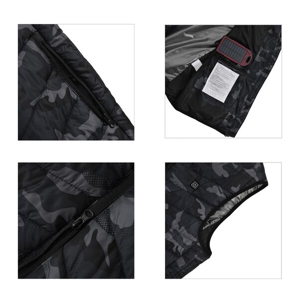 Beheizbare Weste mit 4 Heizzonen, inkl 5000Mah Solar Powerbank, Camouflage image number 4