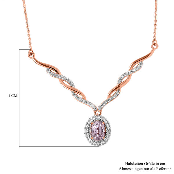 AA Martha Rocha Kunzit und wei&szlig;e Zirkon-Halskette, ca. 45 cm, 925 Silber Ros&eacute;gold Vermeil ca. 2.64 ct image number 6