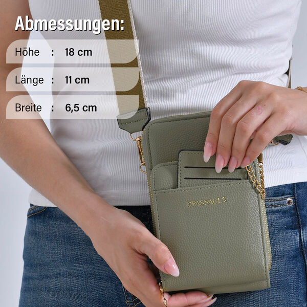 PASSAGE Crossbody Tasche, 18x6,5x11cm, Olivgr&uuml;n image number 4