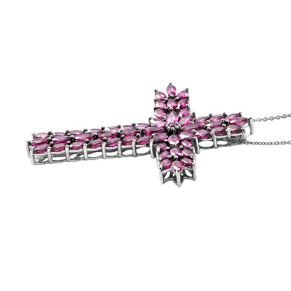 Rhodolith Granat Kreuz-Anhänger, 925 Silber platiniert ca. 9.96 ct image number 4