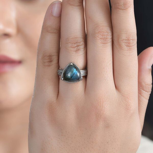 Labradorit Ring Edelstahl (Größe 21.00) ca. 6,98 ct image number 4