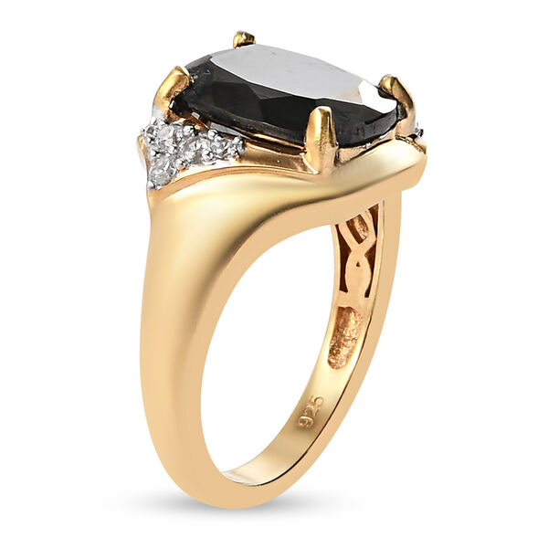 Elite Shungit und Zirkon Ring 925 Silber vergoldet image number 6