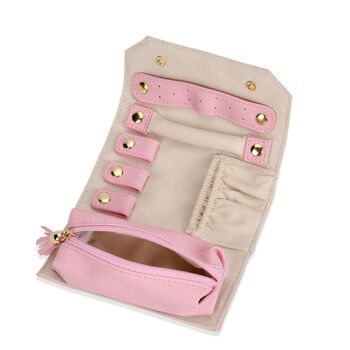 Mini-Schmuckrollen-Organizer, 24x14cm offen, 14x6,5cm geschlossen, Rosa