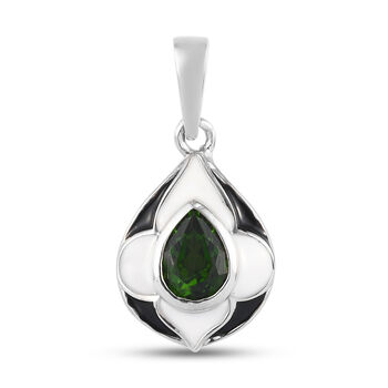 Nat&uuml;rlicher Chromdiopsid Anh&auml;nger 925 Silber platiniert 0.6 (Gr&ouml;&szlig;e 20.00) ca. 0,61 ct