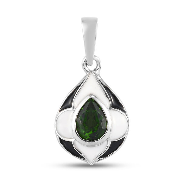 Nat&uuml;rlicher Chromdiopsid Anh&auml;nger 925 Silber platiniert 0.6 (Gr&ouml;&szlig;e 20.00) ca. 0,61 ct