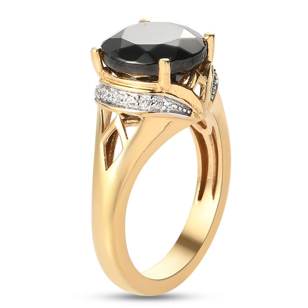 Elite Shungit und Zirkon Ring 925 Silber vergoldet  ca. 2,64 ct image number 5