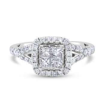 New York Kollektion - Diamant-Ring, P1 G-H, 585 Wei&szlig;gold (Gr&ouml;&szlig;e 17.00) ca. 0.90 ct