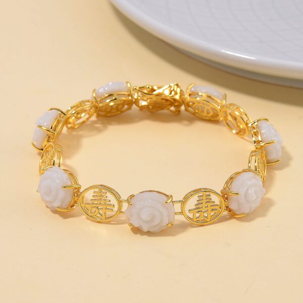 Nat&uuml;rliches wei&szlig;es Jade 16,5cm Armband - 31,38 ct. image number 1