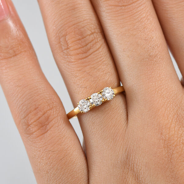 Moissanit Ring, 925 Silber vergoldet - 0,68 ct. image number 2