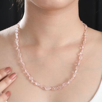 AA Morganit Halskette ca. 45 cm 925 Silber rhodiniert ca. 91,00 ct.