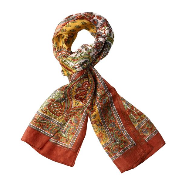 100% Natur Seide, Designer Schal, 50x160cm, Braun image number 4