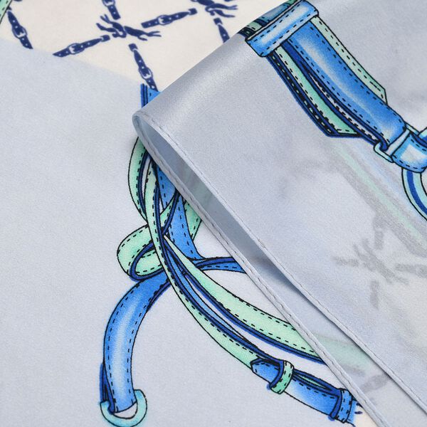 LA MAREY 100% Maulbeerseiden Schal, Blau image number 3