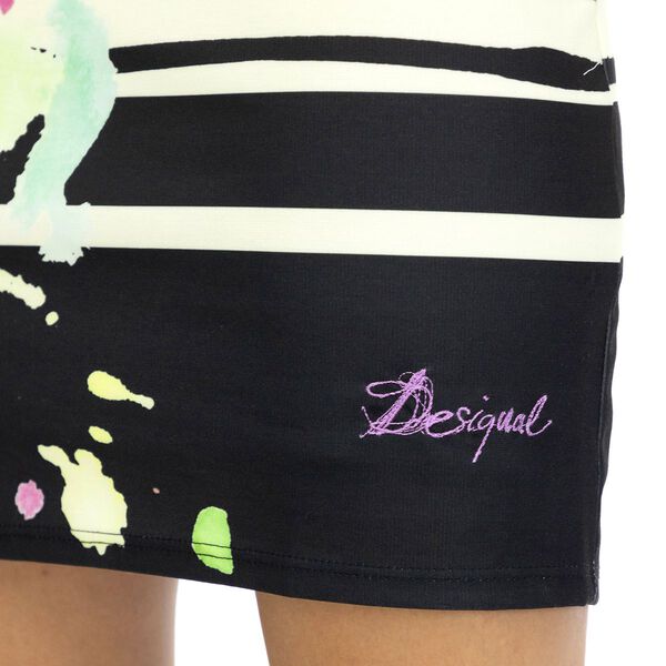 DESIGUAL, Strickkleid Kurzarm, Inked Impression Print, Schwarz und Ivory, Größe 38 image number 5